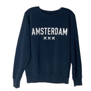 Fox Originals Amsterdam Sweatshirt S Navy Preppy Academia Collegiate Spellout